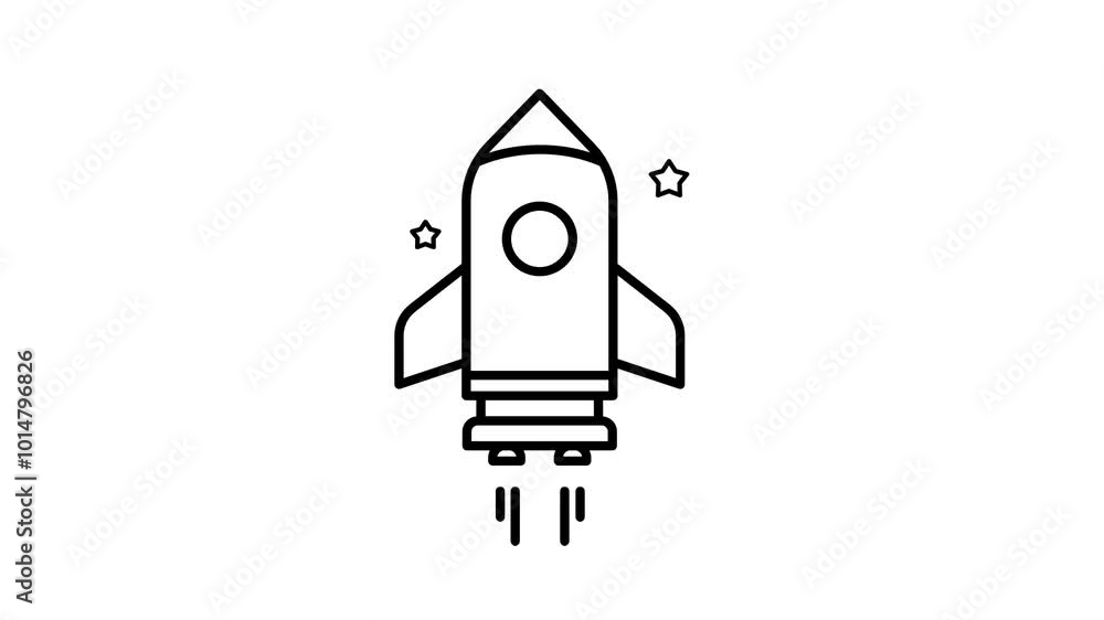 Startup business animation icon design with rocket flying Startup business animation icon design with rocket flying