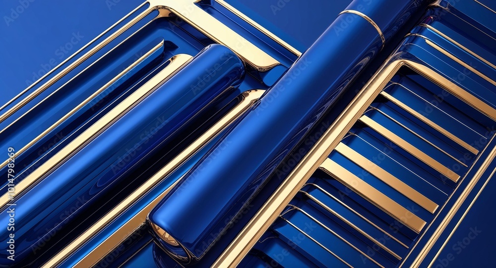Fototapeta premium Modern blue abstract design with a shiny lines pattern