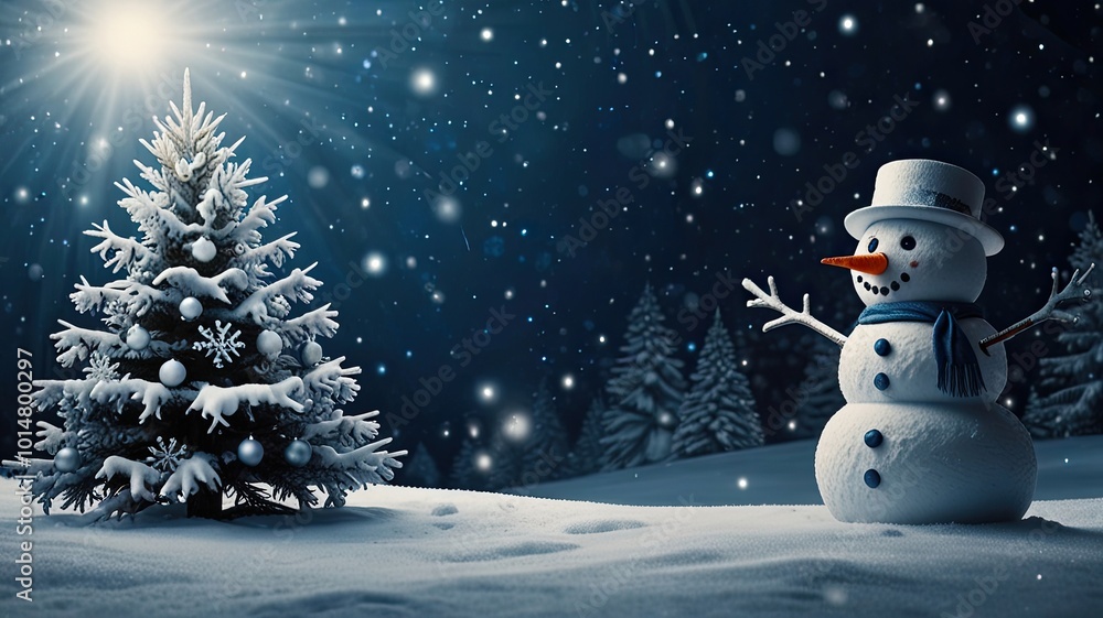 Obraz premium Background snowman for christmas blue and white