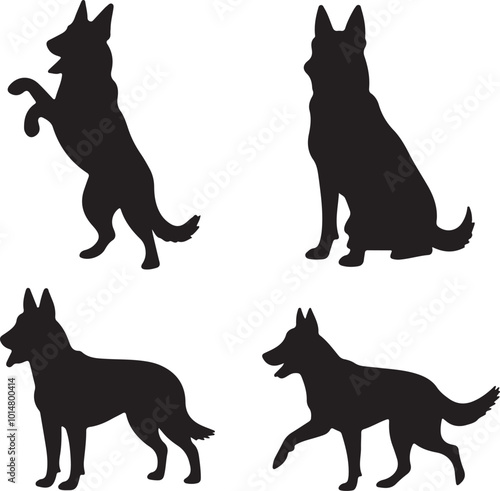 Belgian Malinois Dog Silhouette Vector Pack