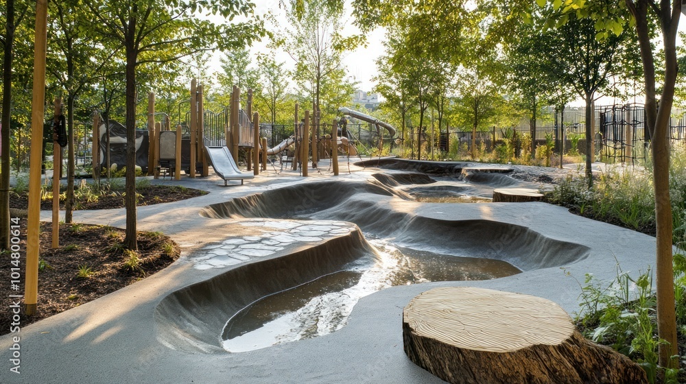Modern Playground with Water Features Modern Playground with Water Features
