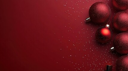 beautiful red background banner of christmas balls with text space, used for christmas advertising transparent background