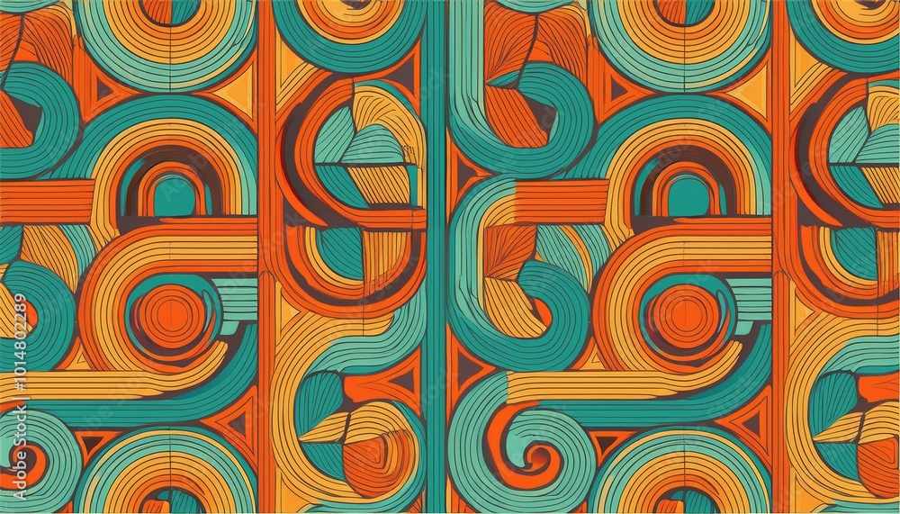 Fototapeta premium 70s Seamless Pattern