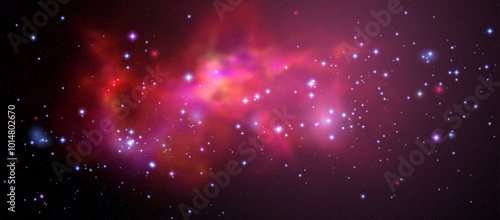 Space vector background with realistic nebula and shining stars. Magic colorful galaxy with stardust