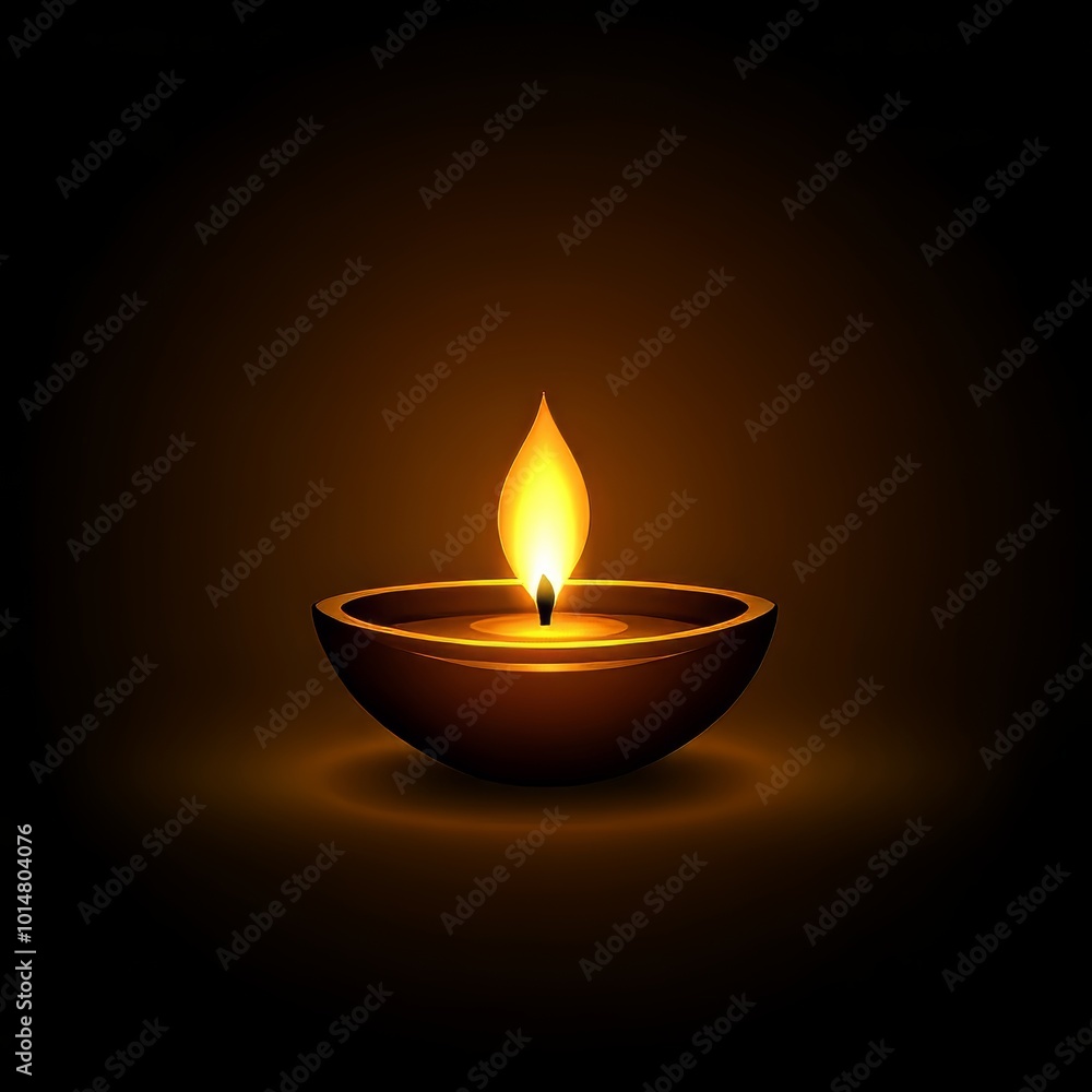 Diwali diya silhouette with a glowing flame against a dark, serene backdrop. Diwali diya silhouette with a glowing flame against a dark, serene backdrop.