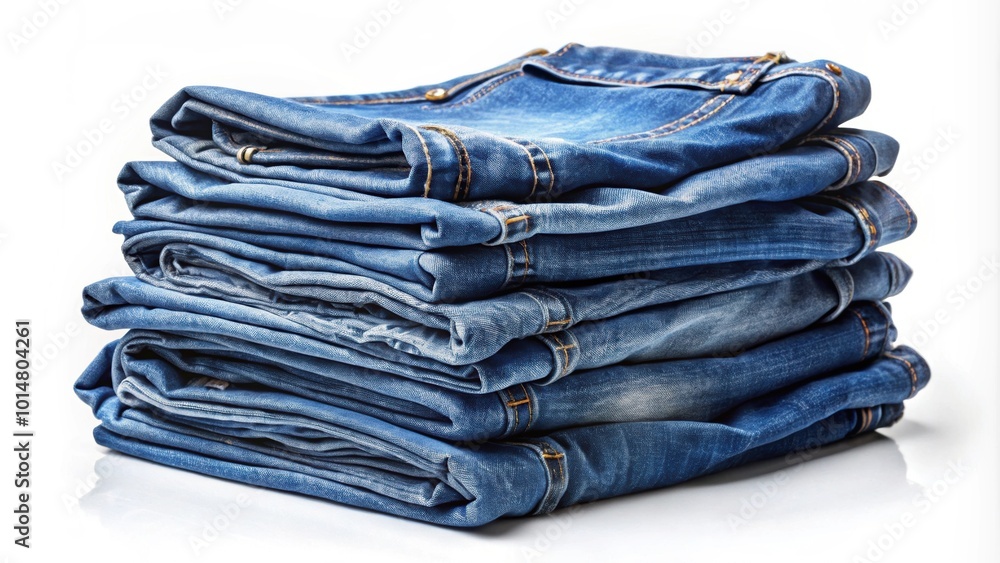 Folded blue cotton denim jeans on a white background, jeans, blue, cotton, denim, fashion, clothing, rolled, casual, stylish Folded blue cotton denim jeans on a white background, jeans, blue, cotton, denim, fashion, clothing, rolled, casual, stylish