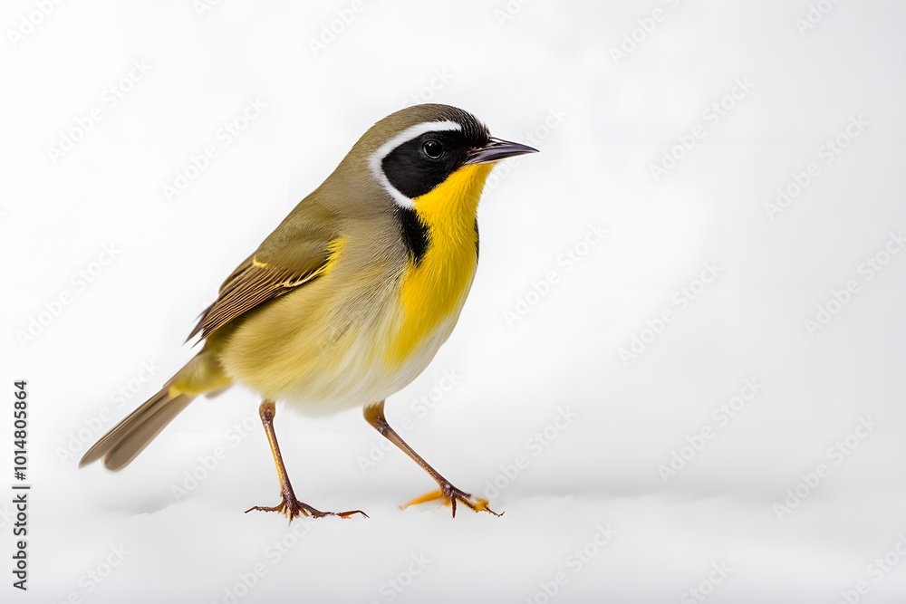 Common yellow throat bird on white background, AI Generated Common yellow throat bird on white background, AI Generated