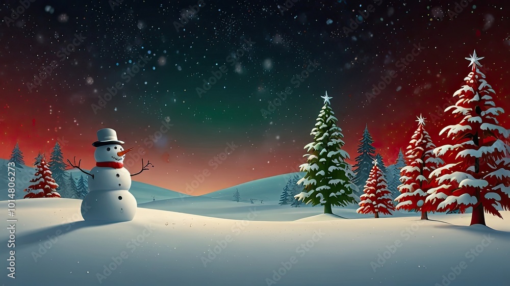 Fototapeta premium Background snowman for christmas red and green 