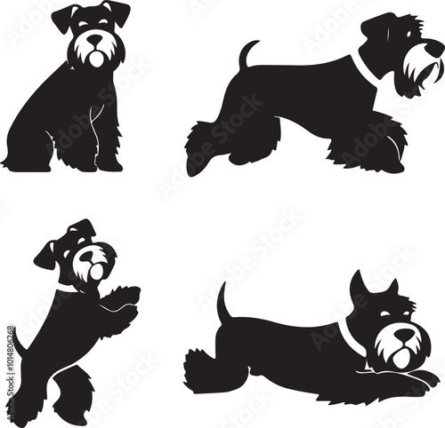 Miniature Schnauzer Dog Stylized Silhouette Vector