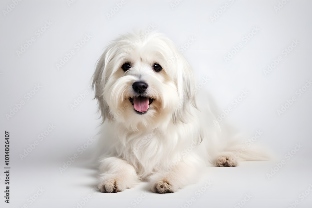 Coton de tulear dog on white background, AI Generated Coton de tulear dog on white background, AI Generated