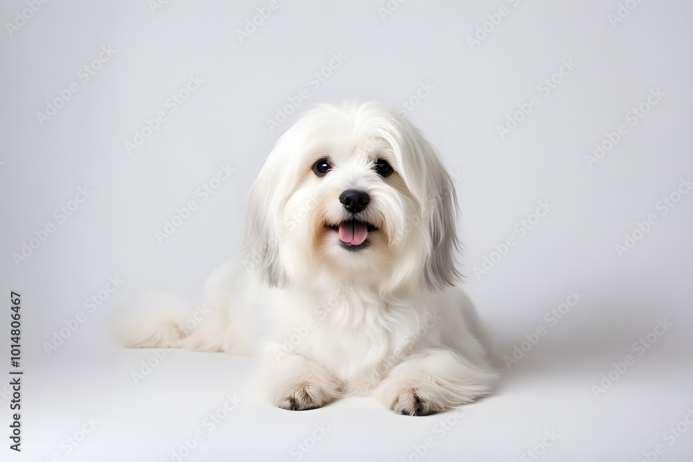 Coton de tulear dog on white background, AI Generated Coton de tulear dog on white background, AI Generated