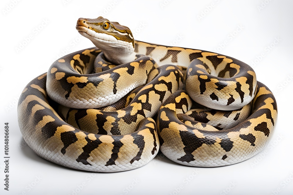 Cow reticulated python on white background, AI Generated Cow reticulated python on white background, AI Generated
