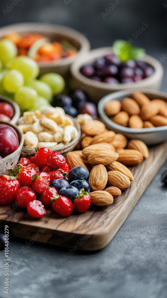 Deliciously Artistic Wooden Board Featuring Healthy Snacks Free from Artificial Additives for Healthy Living Promotions Deliciously Artistic Wooden Board Featuring Healthy Snacks Free from Artificial Additives for Healthy Living Promotions