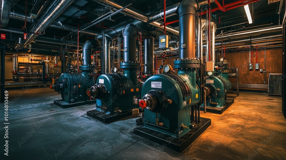 Intricate Pump Room with Detailed Piping System Intricate Pump Room with Detailed Piping System