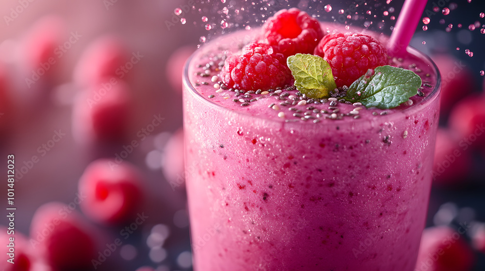 Raspberry and Chia Seed Explosion with Smoothie Raspberry and Chia Seed Explosion with Smoothie