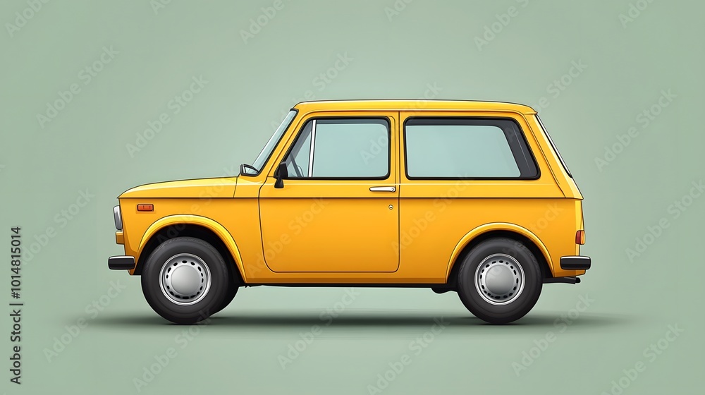 Cartoon-style car illustration with exaggerated proportions and vibrant colors Cartoon-style car illustration with exaggerated proportions and vibrant colors