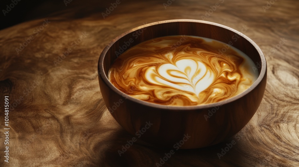 Artful Latte in a Cozy Cafe Setting Artful Latte in a Cozy Cafe Setting