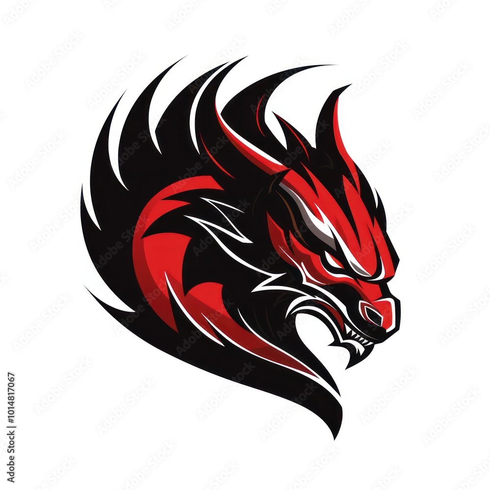Dragon on White Background. Black and Red colors Dragon on White Background. Black and Red colors