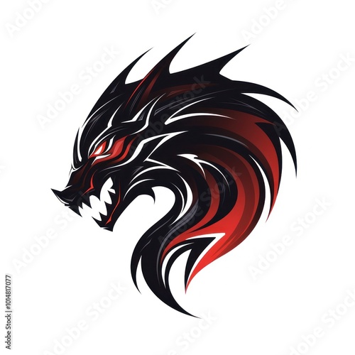 Wallpaper Mural Dragon on White Background. Black and Red colors Torontodigital.ca