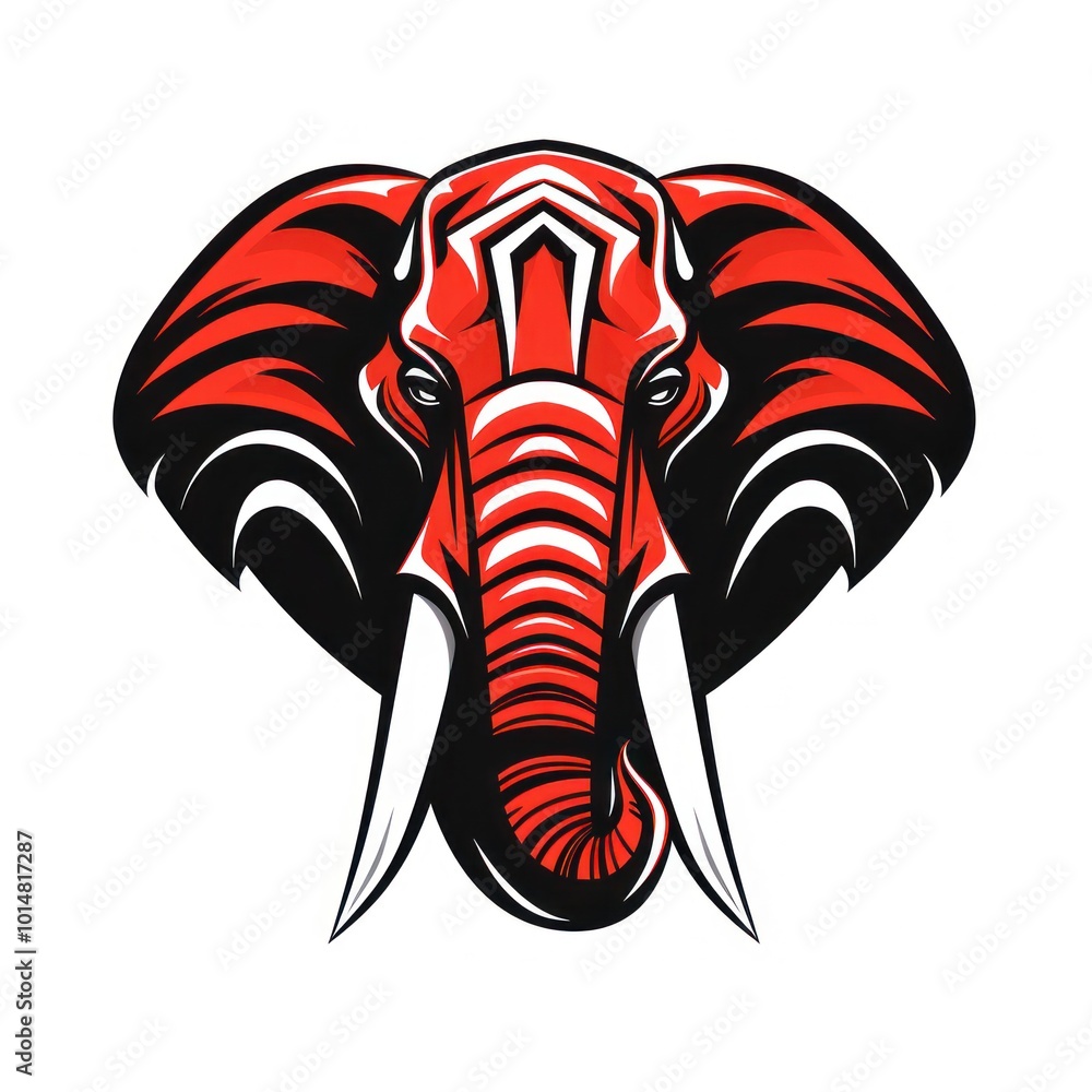 custom made wallpaper toronto digitalElephant on White Background. Black and Red colors