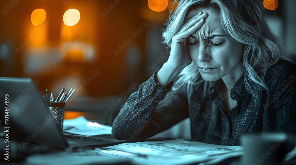 Fototapeta premium Workers Experiencing Stress in Office Environment