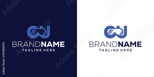 Creative OU Letter Logo Design with Diving Goggles, Design Inspiration, Illustration, Vector