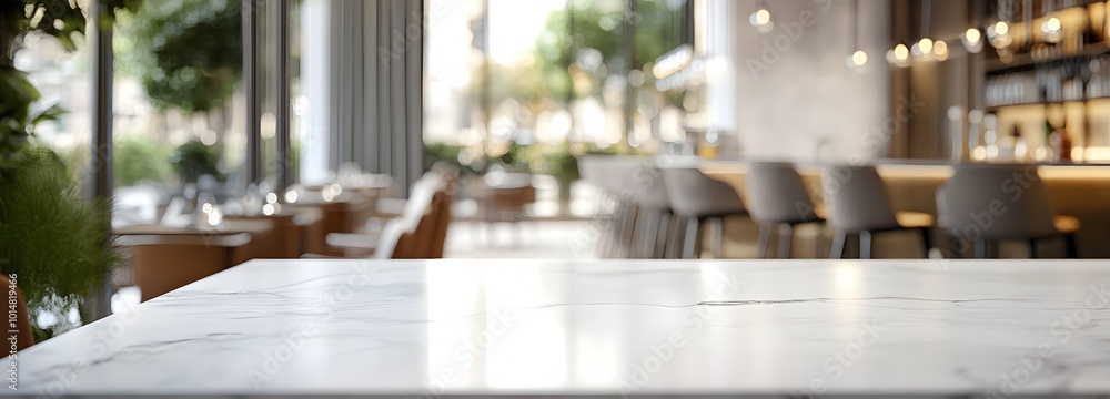 1. **Elegant Cafe Setting:** Create a scene featuring an empty white marble stone table top in a stylish cafe interior, with soft lighting and modern decor. The blurred background offers a 1. **Elegant Cafe Setting:** Create a scene featuring an empty white marble stone table top in a stylish cafe interior, with soft lighting and modern decor. The blurred background offers a