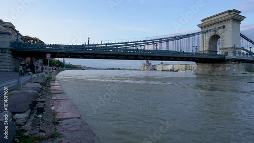 Wallpaper Mural Budapest, Hungary - September 17, 2024: Rising Waters Begin to Breach the Banks: The Start of Flooding in Budapest After Storm 'Boris'. Zoom in transition. Original sound. Torontodigital.ca