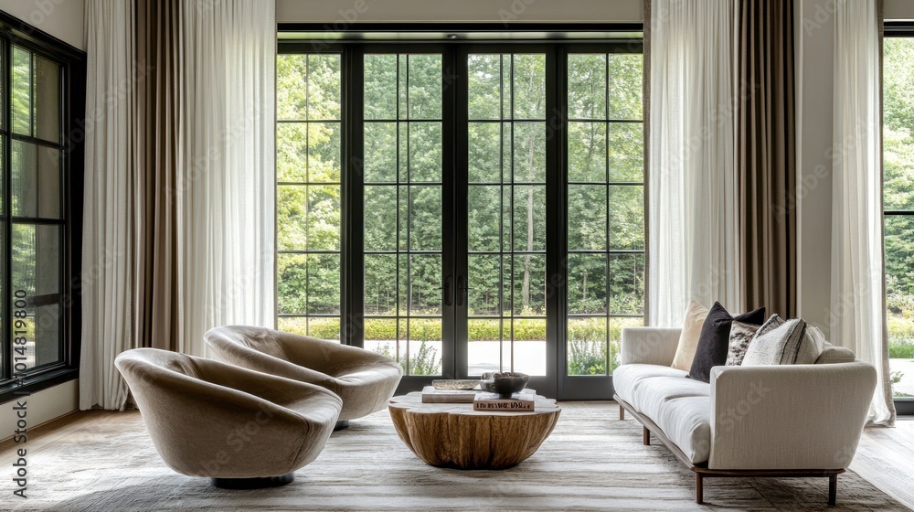 Modern Living Room with Large Windows Modern Living Room with Large Windows