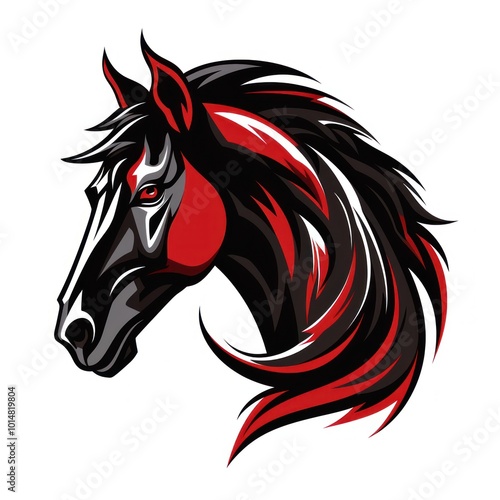 Wallpaper Mural Horse on White Background. Black and Red colors Torontodigital.ca