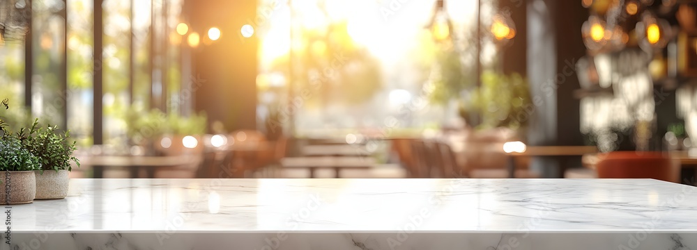 3. **Warm Cafe Ambiance:** Depict an empty white marble stone table top surrounded by cozy cafe decor and inviting lighting. The abstract background captures the essence of a bustling restaurant, 3. **Warm Cafe Ambiance:** Depict an empty white marble stone table top surrounded by cozy cafe decor and inviting lighting. The abstract background captures the essence of a bustling restaurant,