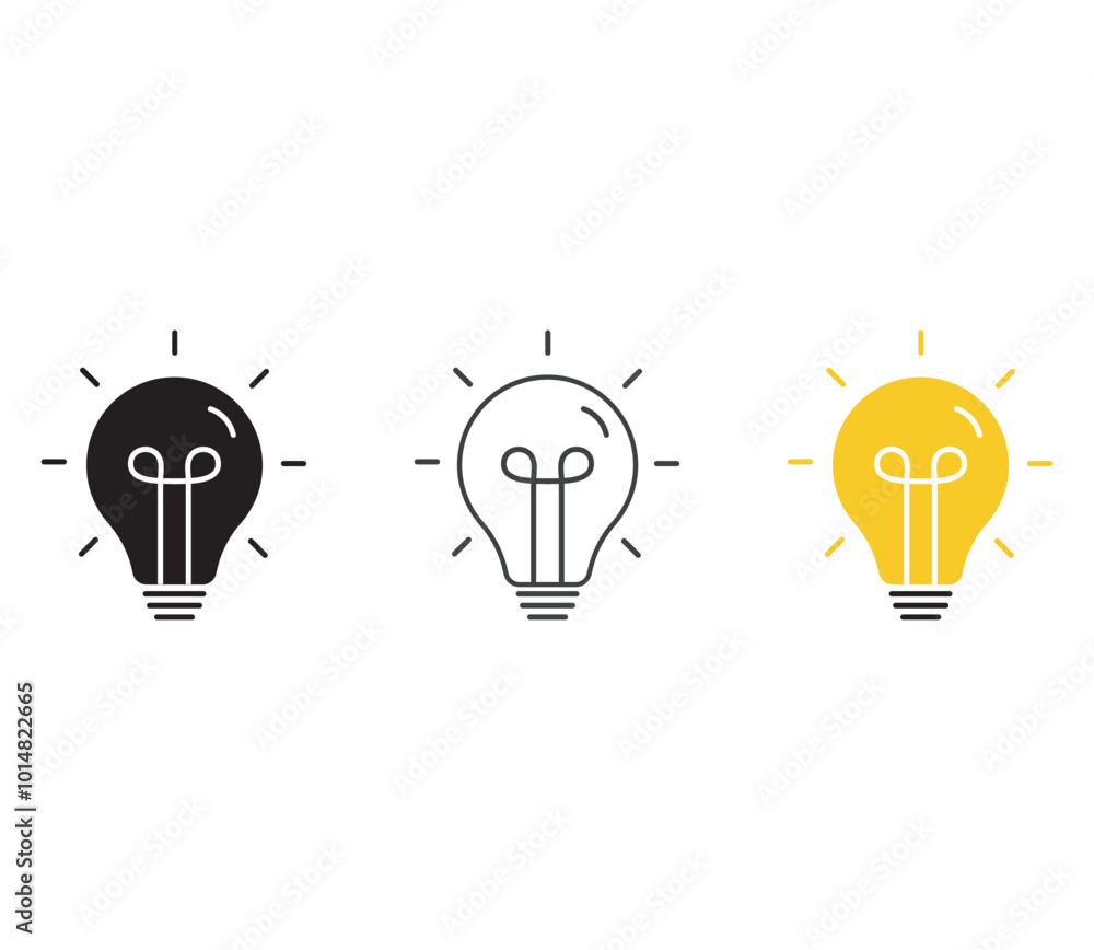 light bulb Lamp icon set on white background.. Light bulb icon vector.Idea symbol. Electric lamp, light, innovation, solution, creative thinking, electricity. Outline, flat and colored style. light bulb Lamp icon set on white background.. Light bulb icon vector.Idea symbol. Electric lamp, light, innovation, solution, creative thinking, electricity. Outline, flat and colored style.