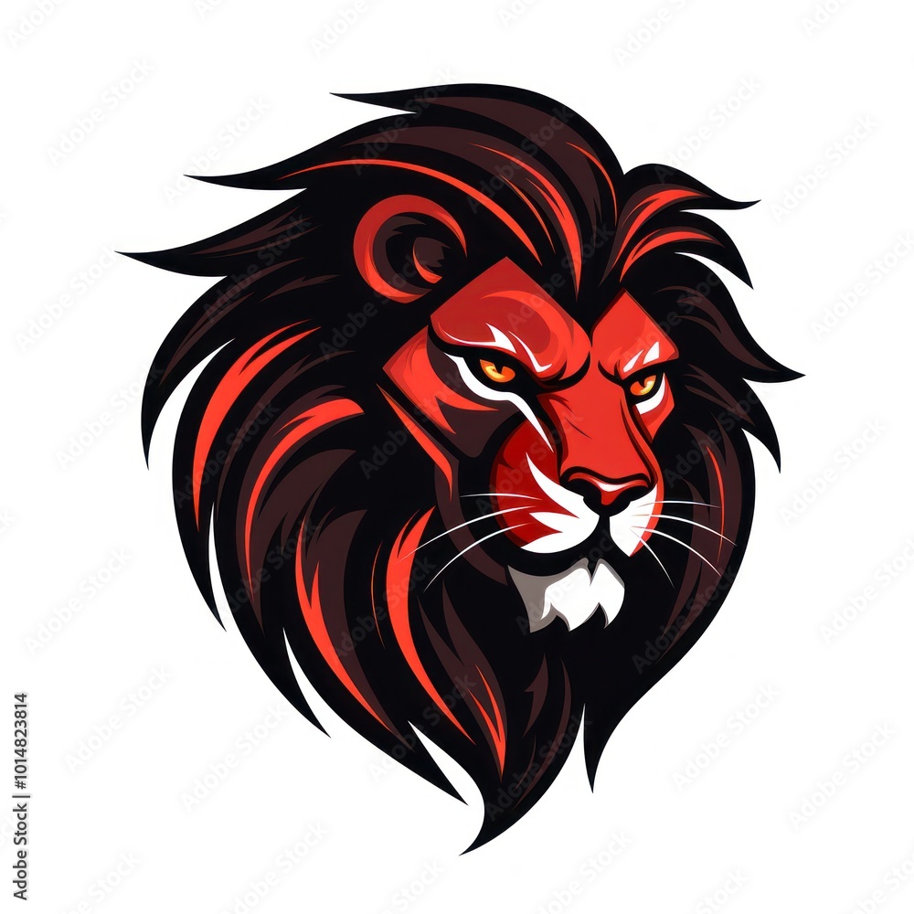 Lion on White Background. Black and Red colors Lion on White Background. Black and Red colors