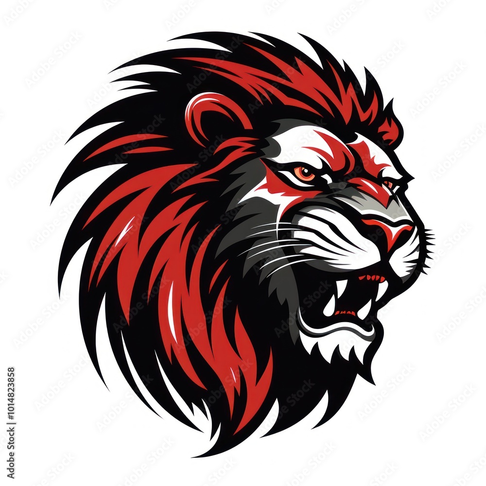 Lion on White Background. Black and Red colors Lion on White Background. Black and Red colors
