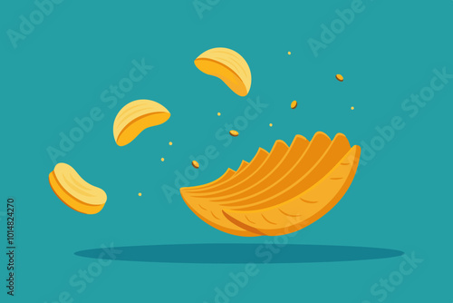 Falling crispy ripple potato chips vector design stock vector illustration