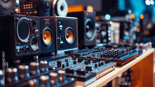 Modern Audio Equipment in Music Studio Setup