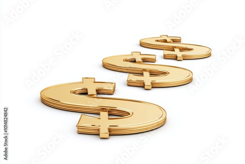 Several golden dollar signs forming a path, photo