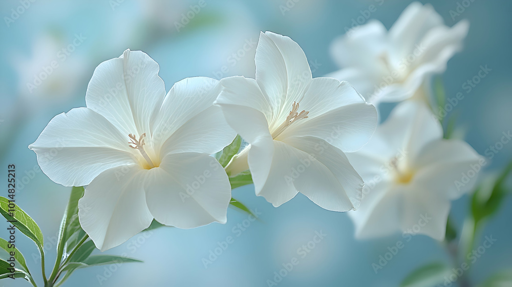 Fototapeta premium A close-up of a white oleander bloom a soft, blurred background
