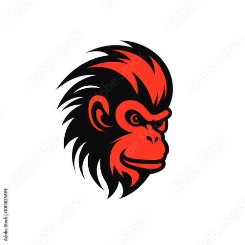Wallpaper Mural Monkey on White Background. Black and Red colors Torontodigital.ca