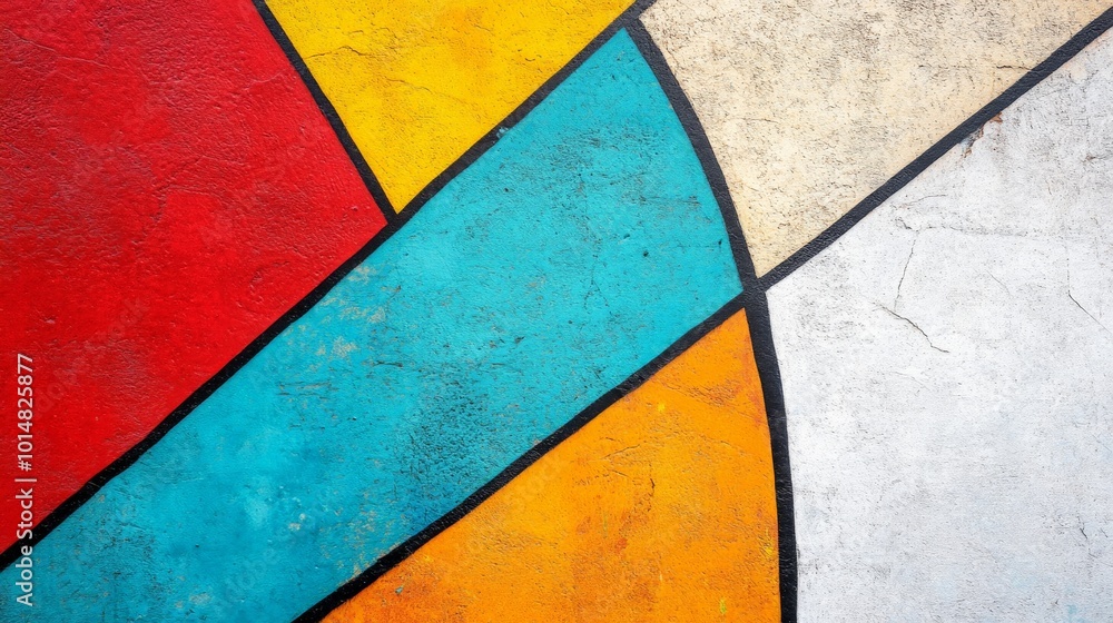 Fototapeta premium Vibrant Geometric Abstraction: Intersecting Planes of Color