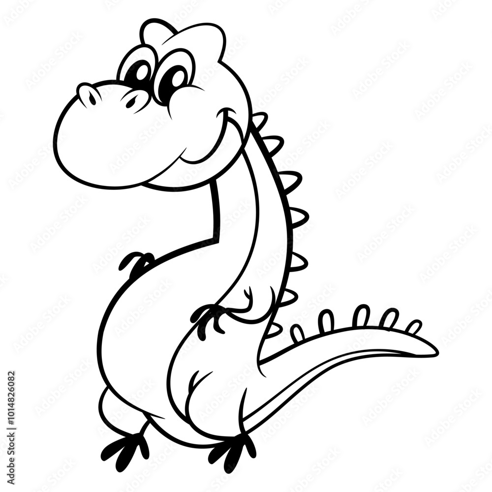 Cute Dinosaurs cartoon characters, smile and greeting. Best for Outline, logo, and coloring book with prehistoric themes for kids Cute Dinosaurs cartoon characters, smile and greeting. Best for Outline, logo, and coloring book with prehistoric themes for kids