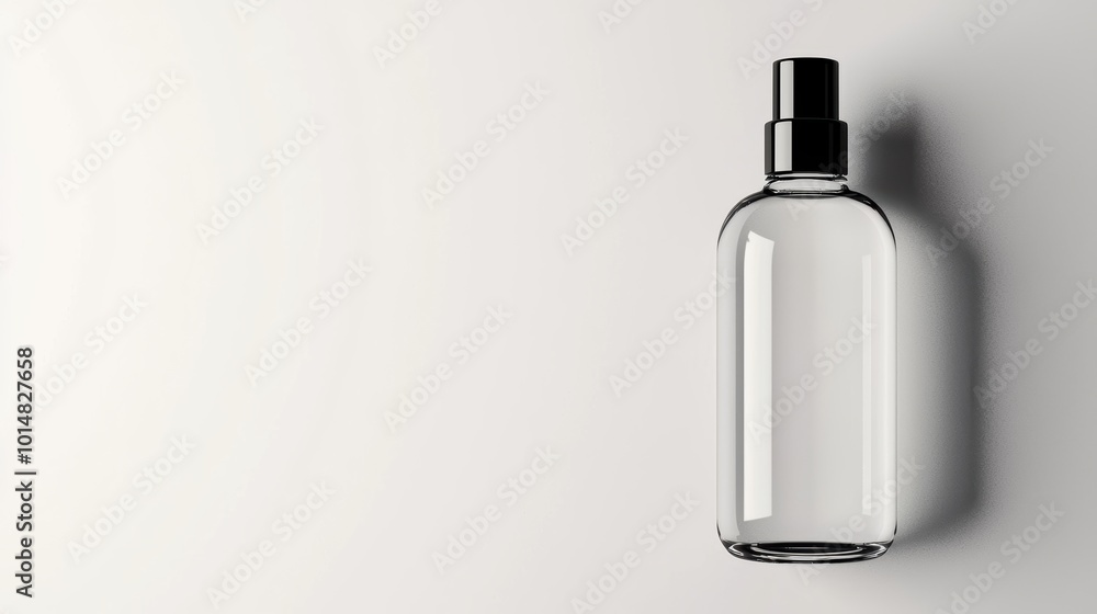 Clear Bottle of Micellar Water on White Background Clear Bottle of Micellar Water on White Background