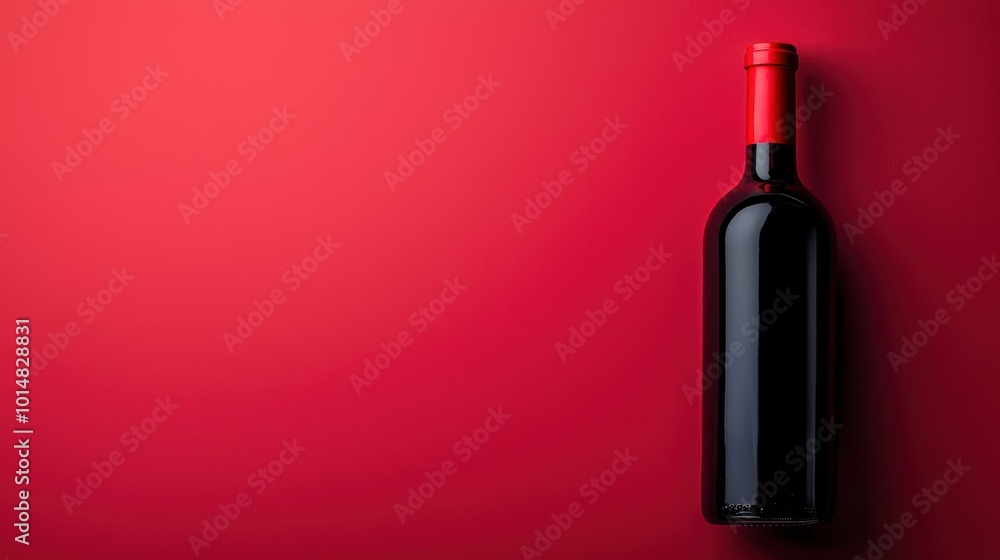 Red Wine Bottle Isolated on Red Background Red Wine Bottle Isolated on Red Background