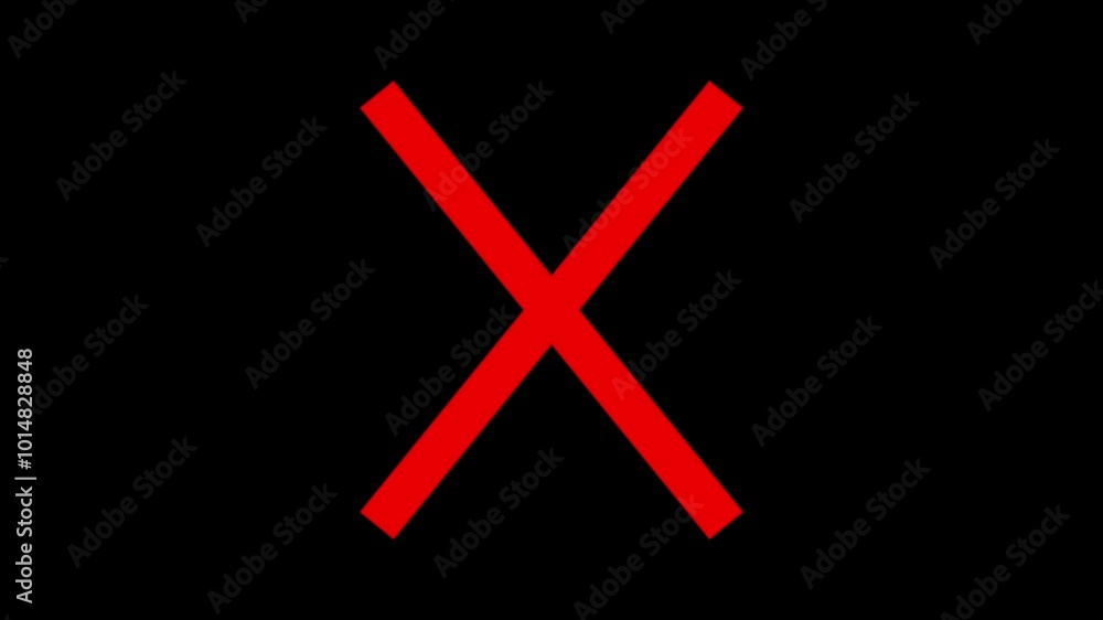 red cross mark icon animation on blackground. red cross mark icon animation on blackground.