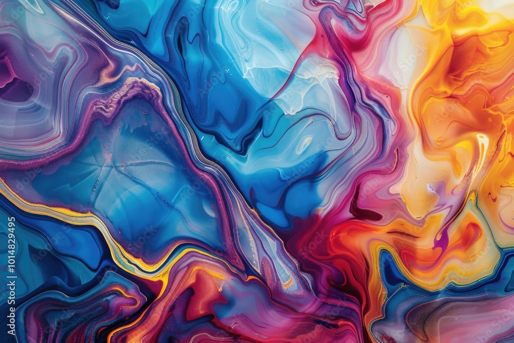 Fototapeta premium Abstract art piece featuring vibrant colors and swirling patterns