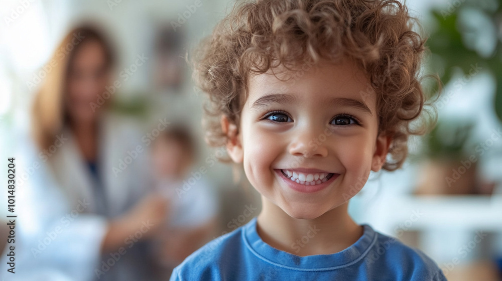 Cheerful Boy Smiling in Family Setting Cheerful Boy Smiling in Family Setting