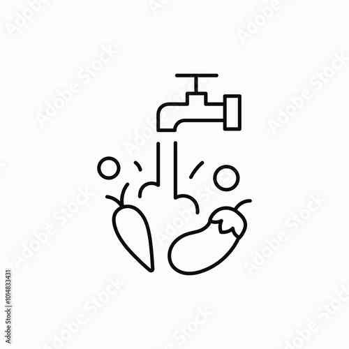 washing food vegetable and fruit icon sign vector