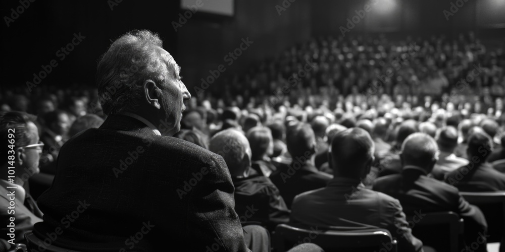 A person speaking on their mobile phone in a black and white photo A person speaking on their mobile phone in a black and white photo