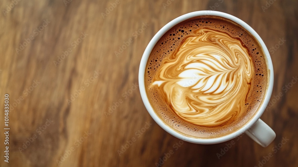 Aromatic Coffee Cup with Intricate Latte Art Aromatic Coffee Cup with Intricate Latte Art
