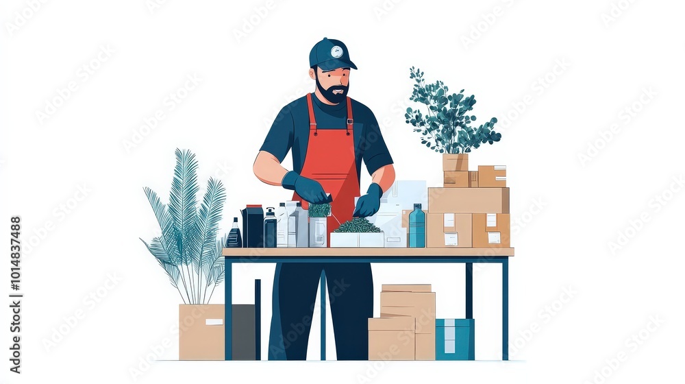 Young Adult Working in Sustainable Market Environment Young Adult Working in Sustainable Market Environment